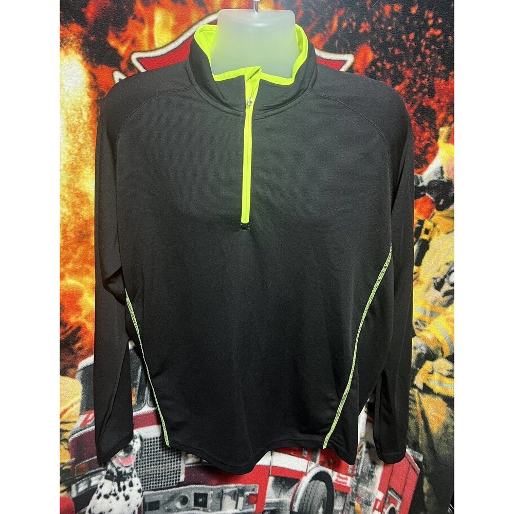 Charles River Apparel Quarter Zip Sweatshirt‎ XL Men's Black/Lime Yellow Boarder